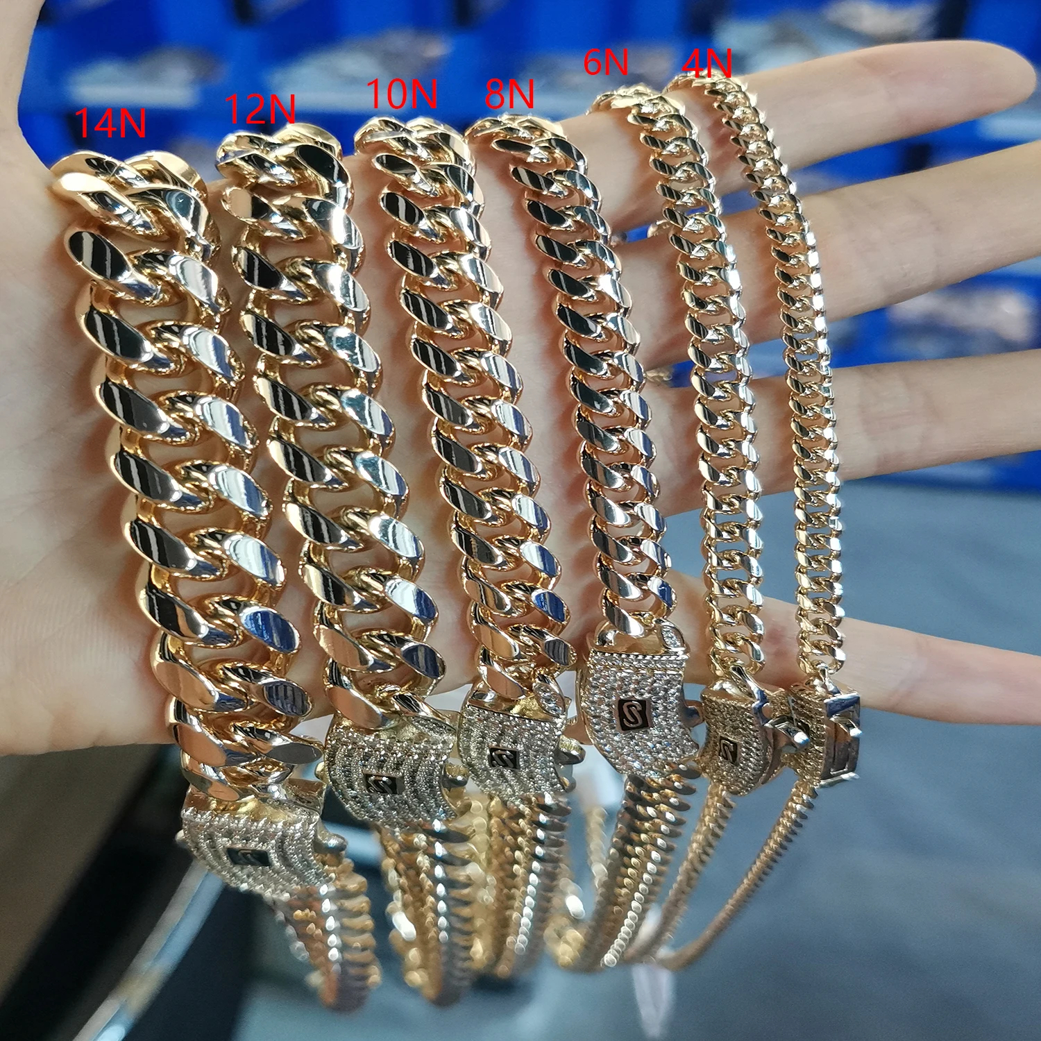 14K Fashion Men’s and Women’s Chains 4N/6N/8N/10N/12N/14N/16N Trendy Punk Jewelry
