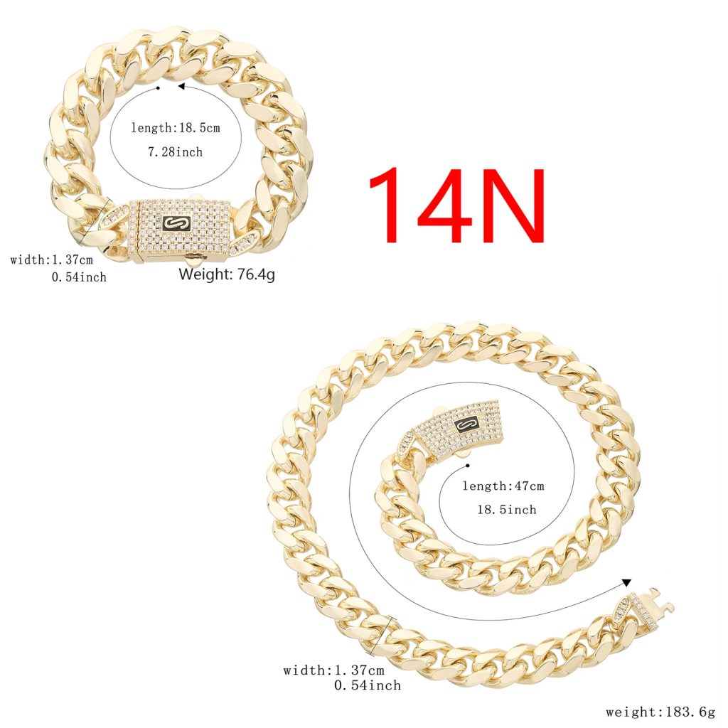 14k fashion men's and women's chains 4n6n8n10n12n14n16n trendy punk jewelry (12)